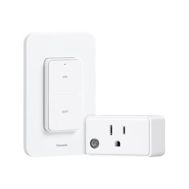 Imagem de treewell interruptor de parede sem fio de tomada de controle remoto, interruptor de luz remoto sem fio de alcance de rf de 200 pés, sem fiação, tomada remota elétrica de 15a/1875w para lâmpa