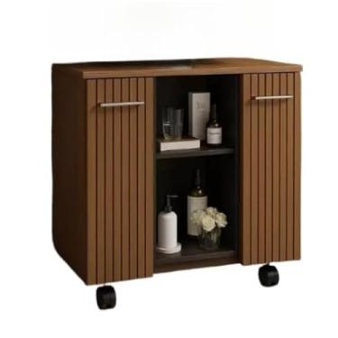 Imagem de Gabinete Elegante para Banheiro: A Solução Perfeita para Lavatórios de Coluna (MADEIRA/RIPADO)