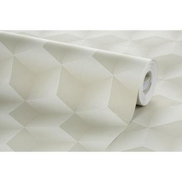 Imagem de Papel De Parede Vinilico 52cmx10m Geometrico Cubo 3d Bege