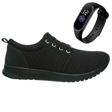 Imagem de Tenis Casual Pisada Neutra Estilo Esportivo Caminhada Academia + Relóg