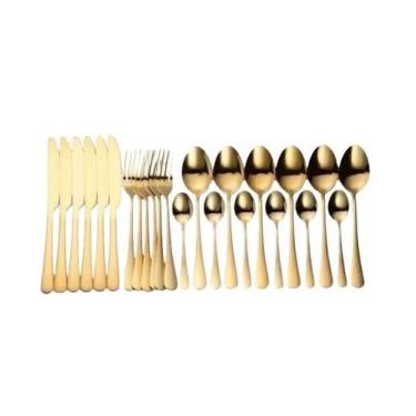 Imagem de Faqueiro 24 Peças Aço Inox Kyoto Dourado - Dusseldorf