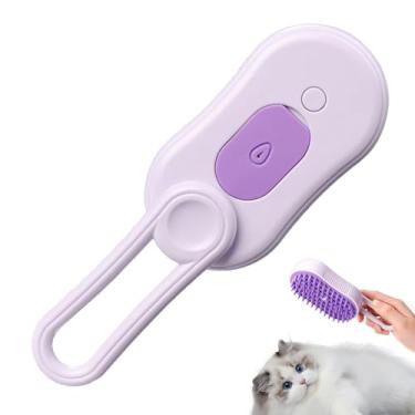 Imagem de Pente antifurador para gatos | Escovas a vapor com cabo rotativo recarregável para gatos internos - Acessórios para cuidados com animais de estimação, pente de banho de massagem, removedor de pelos de