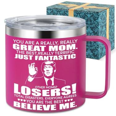 Imagem de Chanceboleng Presentes para mãe de filha, filho - Dia das Mães, aniversário, ideias de Natal presentes engraçados para mamãe, mamãe - Caneca de café de 400 ml (mãe rosa vermelha)