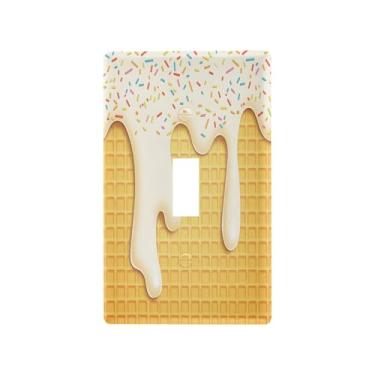 Imagem de Blueangle Capa para placa de parede para interruptor de luz - Tampa decorativa para interruptor de luz de cone de sorvete, placa de parede, tamanho 1 - gangue 4,53 x 2,76 polegadas (560)