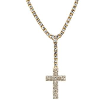 Imagem de Colar feminino totalmente gelado – Corrente de tênis hip hop ajustável de 45,7 cm com diamantes simulados, joia moderna para presente, One Size, Metal, Zircônia cúbica