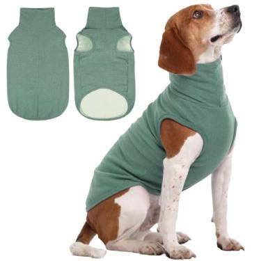Imagem de IECOii Suéter GG para cães – Colete de lã elástica com gola rolê – Verde, GG, casaco quente de lã para cães grandes – Moletom de Natal para meninos e meninas, lavável na máquina