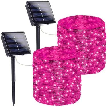 Imagem de Solar String Lights SANJICHA, pacote com 2, 44 m, 400 LED, rosa, imper