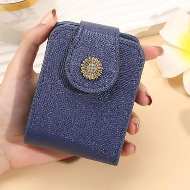 Imagem de Estojo de batom com suporte de brilho labial espelhado organizador de cosméticos bolsa de maquiagem, Azul