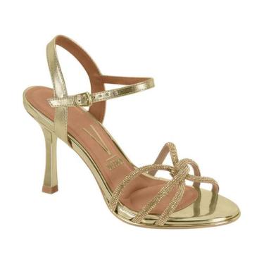 Imagem de Sandália Vizzano 6552.203 Feminino Brilhos, 36, Dourado, Bege, Golden 