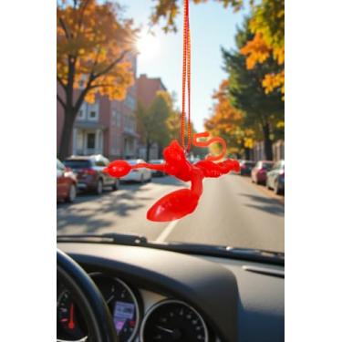 Imagem de Santosh Jewellers Orange Flying Lord Hanuman Ji Idol 11,4 x 9 cm para espelho de carro | Espelhos montados na parede e na porta | Ídolo pendurado para espelho de carro, decoração de escritório