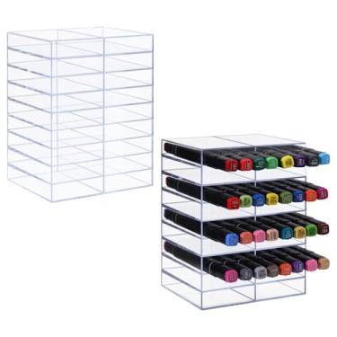 Imagem de GLOBLELAND 2 organizadores de marcadores de acrílico transparente com 18 compartimentos para marcadores, canetas, lápis, pincéis, caixa de armazenamento de canetas de acrílico transparente para mesa