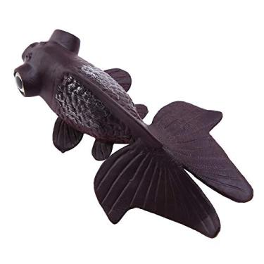 Imagem de Naroote Ornamento de Tanque de Peixes de Silicone Pequeno Decoração de Alta Simulação para Aquário Azul Peixinho (Nº 6 Peixe Dourado Marrom)