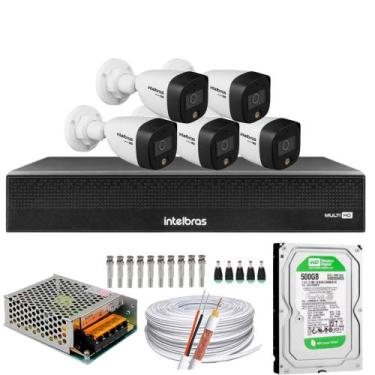 Imagem de Kit 5 Cameras Full Color Intelbras Dvr Mhdx 8 Ch Color Noite C/HD 500G