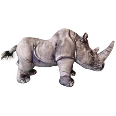 Imagem de Rinoceronte de Pelúcia Realista Safari Savana Decoração - Nikity Toys