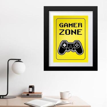 Imagem de Quadro Gamer Zone Amarelo - 60X48Cm