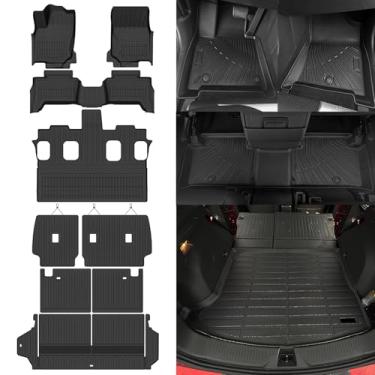 Imagem de NQOQN Tapetes de chão para todos os climas para Toyota 4Runner 2025 2026 7 assentos tapetes de chão e tapete de porta-malas e tapete de encosto para Toyota 4Runner acessórios todas as estações forro