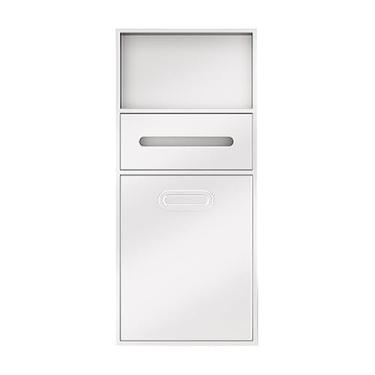 Imagem de Inserção de parede de nicho de chuveiro de aço inoxidável com lixeira - organizador de prateleira dupla embutido para armazenamento de banheiro, casa e hotel, 67 x 30 x 14 cm (branco)