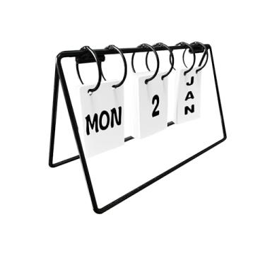 Imagem de Calendário dobrável e reutilizável de metal – decoração de mesa grande para uso diário, estilo de casa de fazenda moderno para casa/escritório/loja