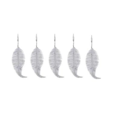 Imagem de Clipe De Folhas Artificiais Com Glitter 5 Peças Enfeites Para Árvore D