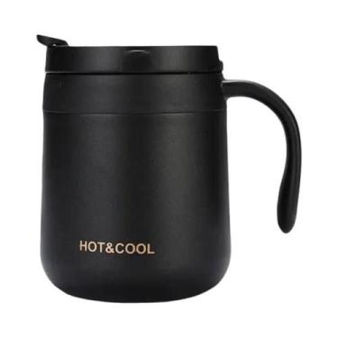 Imagem de Caneca Térmica De Aço Inoxidável 350/500ml Com Alça E Tampa Para Café 