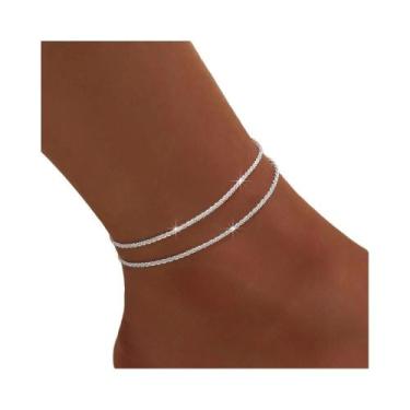 Imagem de Tornozeleira Feminina Banhada a Prata 925 Com Zircônia Cúbica, Elegant