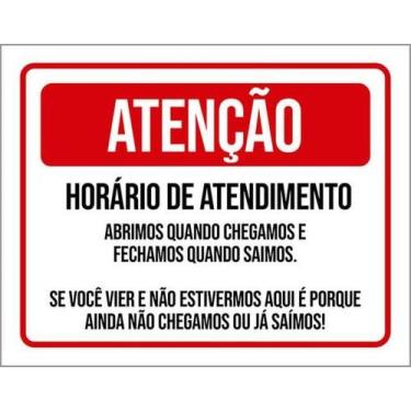 Imagem de Kit 3 Placa Divertida Atenção Horário De Funcionamento 27X35 - Sinaliz