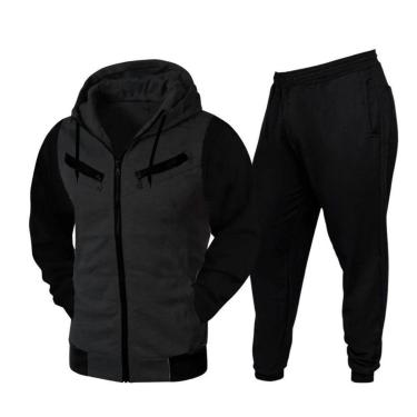 Imagem de Conjunto Moletom Feminino Masculino Jaqueta Calça Capuz Zíper-Masculino