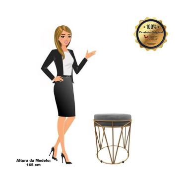 Imagem de Kit 02 Puffs Multiuso Com Mesa 2 Em 1 Suede Grafite Base Dourado