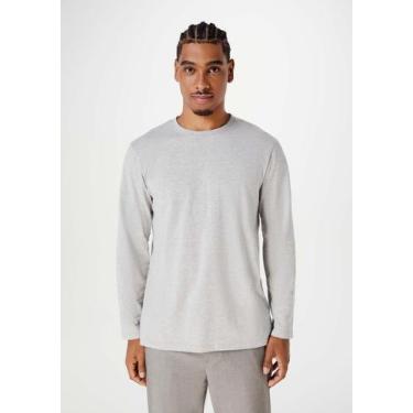 Imagem de Camiseta Básica Masculina Manga Longa World, EXG, Cinza