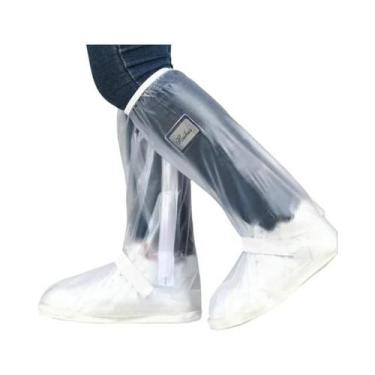 Imagem de Capas De Chuva Impermeáveis Pretas De Cano Alto Para Botas, Com Reflet