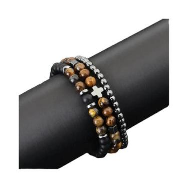 Imagem de Conjunto De 3 Pulseiras Masculinas De Pedra Natural: Hematita, Olho De