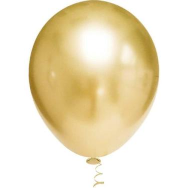 Imagem de Balão p/Decoração Redondo N.010 Platino Ouro 25un Riberball