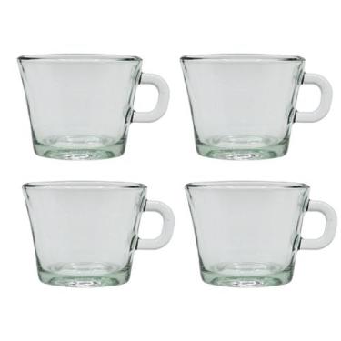 Imagem de Conjunto 4 Xícaras Café Chá Tango Vidro Retrô 187ml - Durax