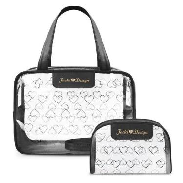 Imagem de Kit Bolsa E Nécessaire Transparente Love Preto - Jacki Design
