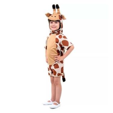 Imagem de Fantasia de Animais Girafa Verão Infantil Curta Com Gorro e Orelhas - 