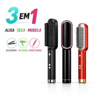 Imagem de Escova Alisadora Profissional 5 em 1 Bivolt Anti Frizz Cerâmica PTC Pa