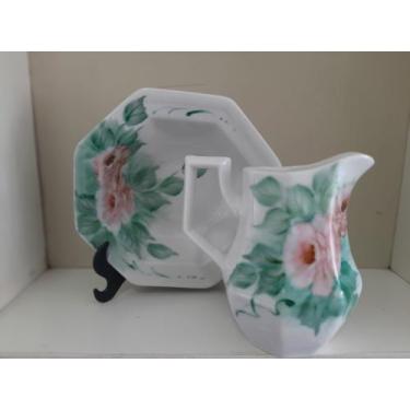 Imagem de Conjunto Jarra c Bacia e Suporte Porcelana. - Atelier Fátima Fonseca 
