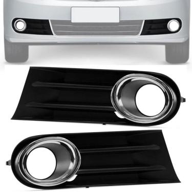Imagem de Par Moldura Farol de Milha Vw Gol Saveiro Voyage G5 2009 2010 2011 2012 2013 Com Aro Cromo