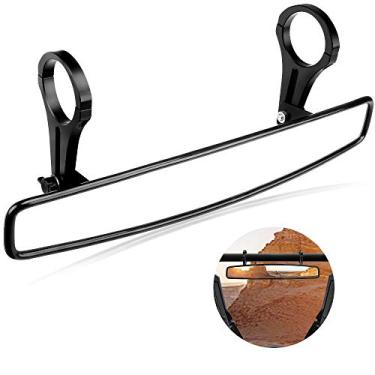 Imagem de Espelho central de visualização traseira UTV, ISSYAUTO de 38 cm de largura, transparente, com braçadeira de 4,5 cm para Polaris RZR 800 1000 S 900 XP 1000, Arctic Cat Wildcat (versão 1)