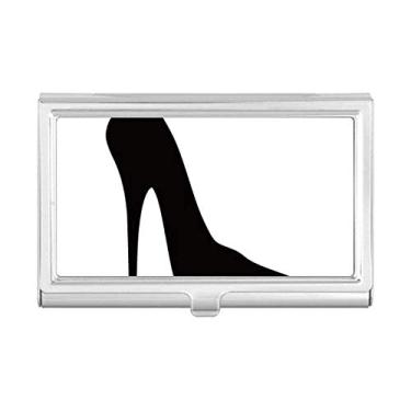 Imagem de Carteira de bolso com salto alto preto padrão contorno para cartões de visita