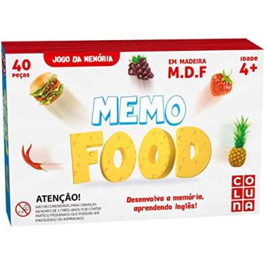 Imagem de Jogo da Memória em Madeira, Memo Food, Coluna, 40 Peças, Multicor