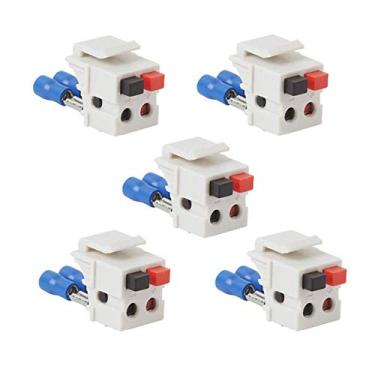 Imagem de VSeer – Conector de alto-falante com mola para placa de parede com chaveiro, fêmea para fêmea, para placas de parede de home theater – Branco, Branco, 5 Pack