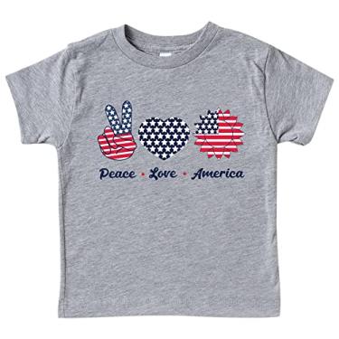 Imagem de Camisa térmica meninos e meninas Dia da Independência paz amor América impressão manga curta camiseta 3 a 14 menino Hi, Aa, 13-14 Anos