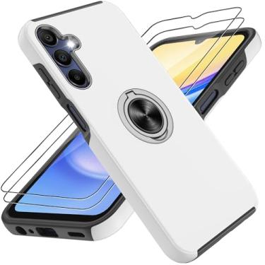 Imagem de Capa para Samsung Galaxy A15 5G com protetor de tela × 2, capa para celular Galaxy A15 5G com suporte magnético de 360° para Samsung A15 5G/4G, prata