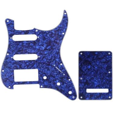 Imagem de Musiclily Kit Escudo HSS Pickguard Com Tampa Traseira para Guitarra Fender EUA/Mexicana Made Stratocaster Standard Estilo Moderno, 4 Camadas Azul Perolado