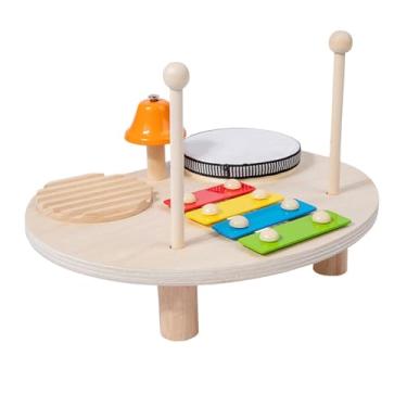 Imagem de kowaku Crianças conjunto de instrumentos tambor xilofone de madeira pré-escolar brinquedo do bebê brinquedo musical para meninos crianças presentes