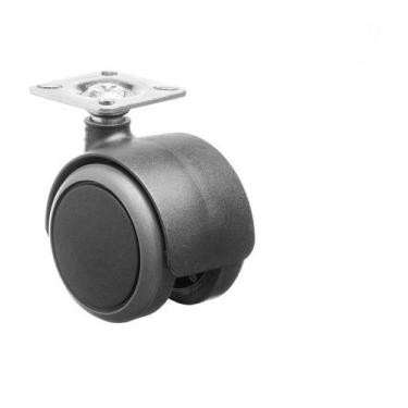 Imagem de Kit 4 Rodizio Placa Girat. Roda Dupla 50mm Nylon C/ Pu 40kg - SQUADRON