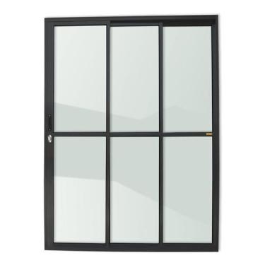 Imagem de Porta de Correr 3 Folhas 1/3 Super Vidro Liso 210cm X 150cm Brimak