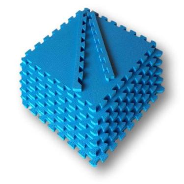 Imagem de Kit 10 Placas Tatames Tapetes Eva 50x50x2cm 20mm Azul Royal