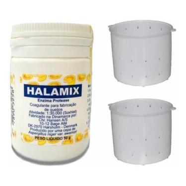 Imagem de Coalho Halamix Pó 50G Fabricação De Queijos + 2 Formas 1Kg - Combo, 50